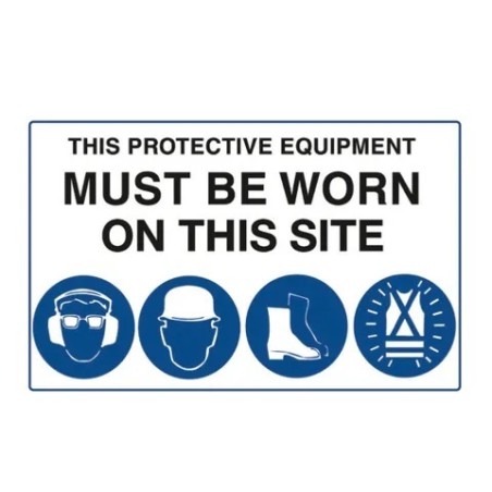 Sign - Protective Equiptment Must Be Worn (4) - 900 X 600mm Metal