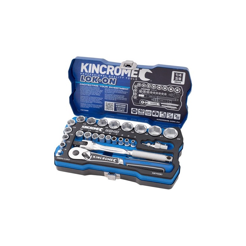 Kincrome Lokon Socket Set Metric 26 Piece - 1/4" & 3/8" Drive