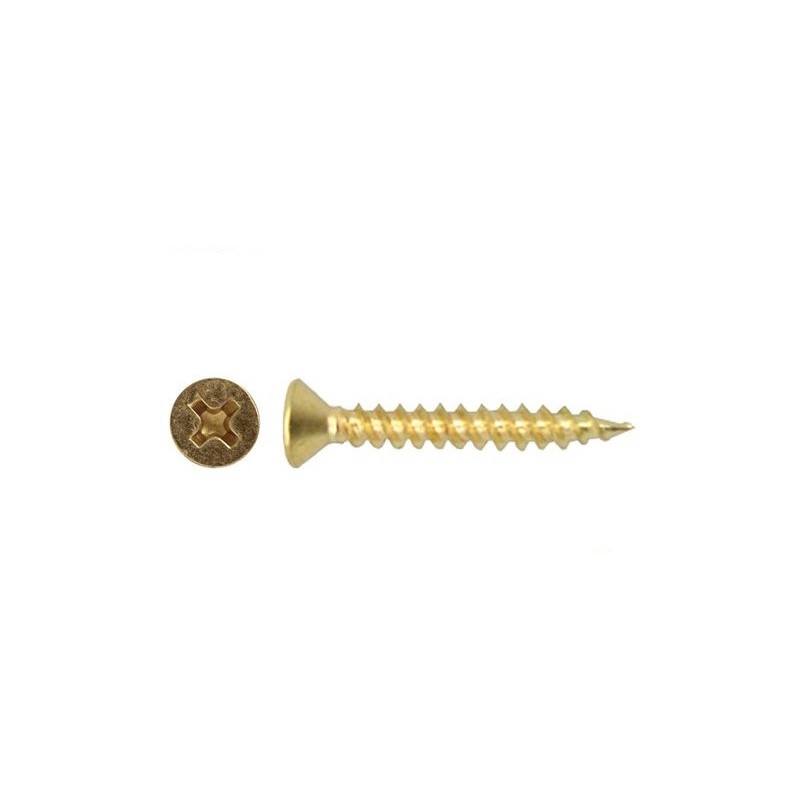 Timber Hinge Screw Brass Plated 7g X 25mm 100pk