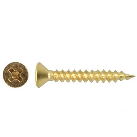 Timber Hinge Screw Brass Plated 8g X 25mm 100pk