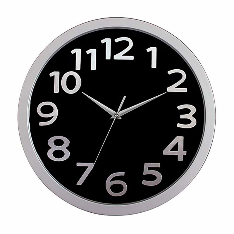 Clock 300mm Carven 330mm Silver Frame Black Face