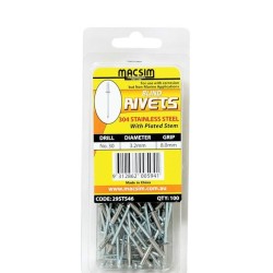 Rivet Stainless Steel 3.2mm X 4.8mm Plated Stem 100pk