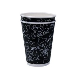 Black Paper Cups Hot Corrugated 237ml - Sleeve (25)