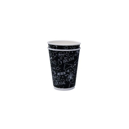 Black Paper Cups Hot Corrugated 237ml - Sleeve (25)