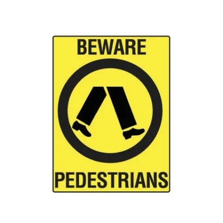 Sign - Beware Pedestrians - 600 X 400mm Metal