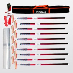 Zipwall Pole Kit Super Tall  - 10 X 1.6m - 6.1m Pole + 2 X Zip,Sheeting & Carry Bag