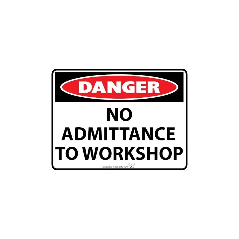 Sign - Danger No Admittance To Workshop - 600 X 450mm Metal