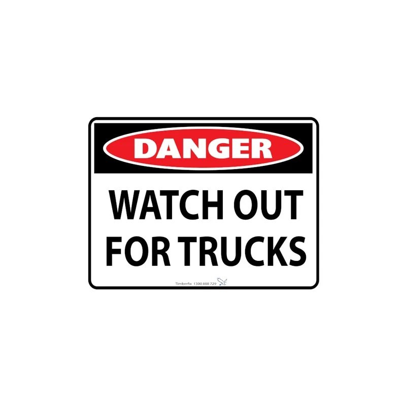 Sign - Danger Watch Out For Trucks - 600 X 450mm Metal