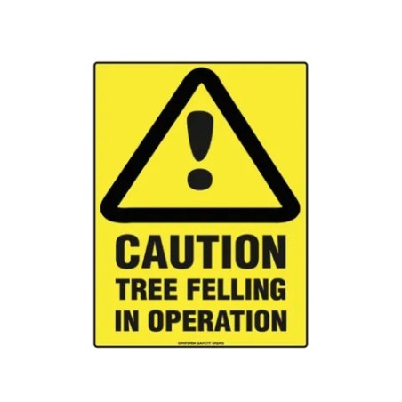 Sign Caution Tree Felling 600x400mm Poly