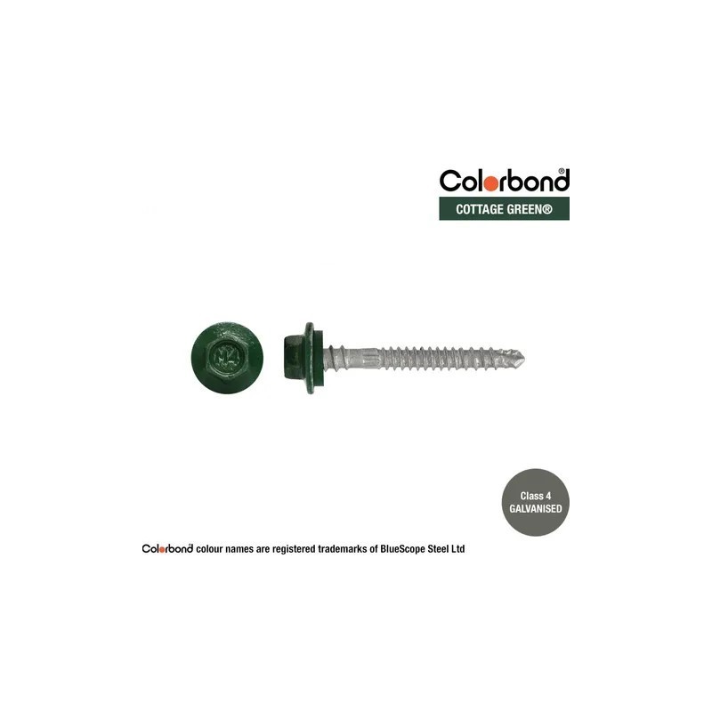 Roofing Screw Zip Cottage Green - 12g X 50mm 50pk