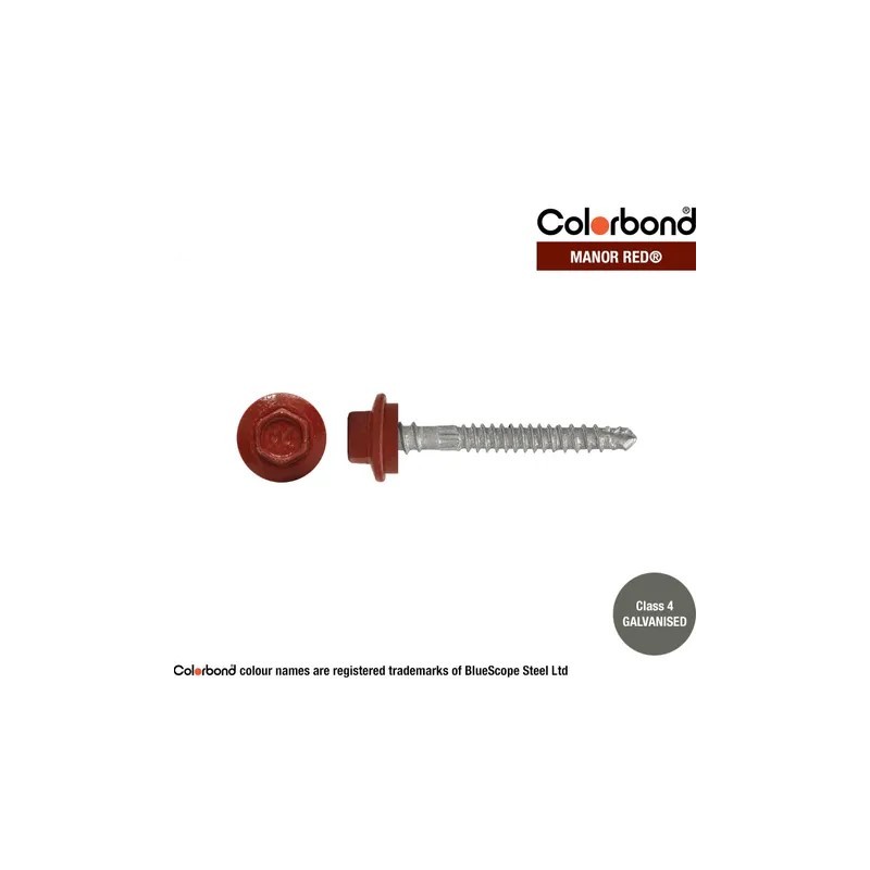 Roofing Screw Zip Manor Red - 12g X 50mm 1000pk