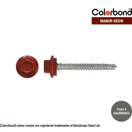 Roofing Screw Zip Manor Red - 12g X 50mm 1000pk