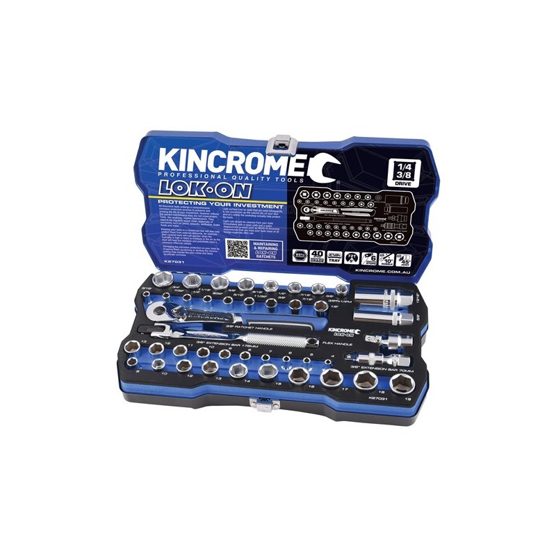 Kincrome Socket Set Metric & Imperial 43 Piece -  1/4" & 3/8"