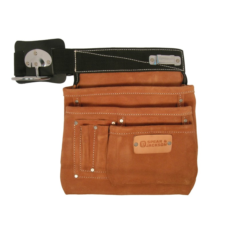 Spear & Jackson Nail Bag, Leather, 6 Pkt