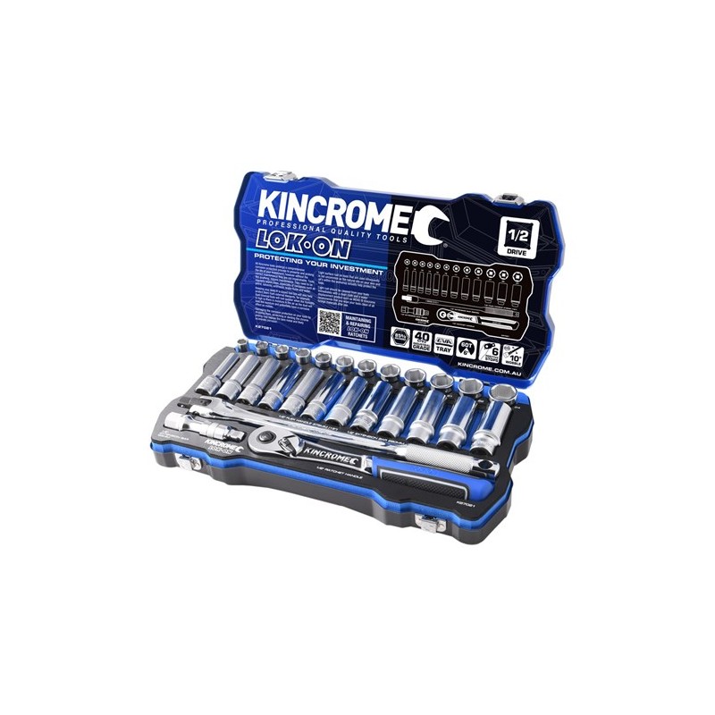 Kincrome Lokon Socket Set Metric Standard & Deep 28 Piece - 1/2"drive