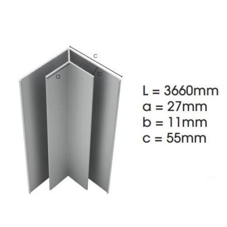 Weathertex Alum. Internal Lf Corner Sml 3660mm