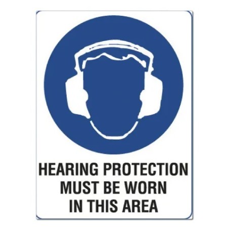 Sign - Hearing Protection Must Be Worn - 600 X 400mm Metal