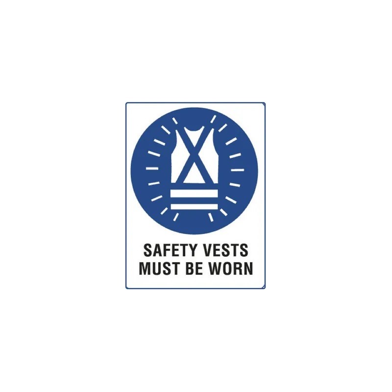 Sign - Safety Vests Must Be Worn - 600 X 400mm Metal