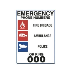 Sign - Emergency Phone Numbers - 450 X 300mm Metal