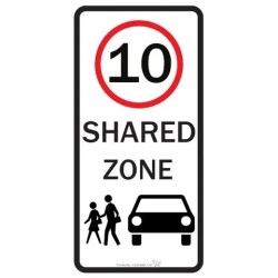 Sign Shared Zone 10 Km/h