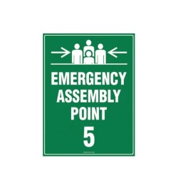 Sign Emergency Assembly Point 5 - 600x400mm Metal