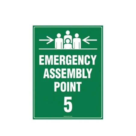 Sign Emergency Assembly Point 5 - 600x400mm Metal