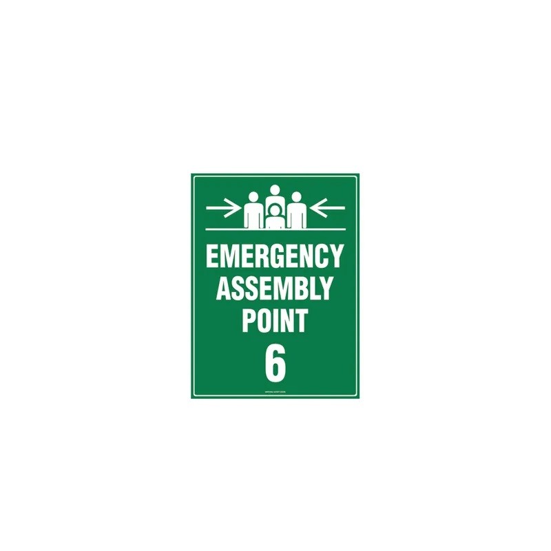 Sign Emergency Assembly Point 6 - 600x400mm Metal