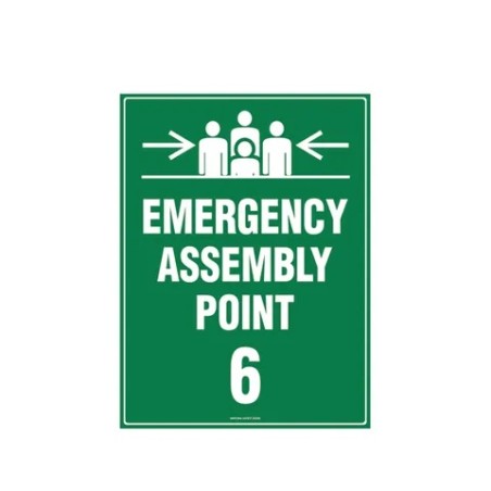 Sign Emergency Assembly Point 6 - 600x400mm Metal