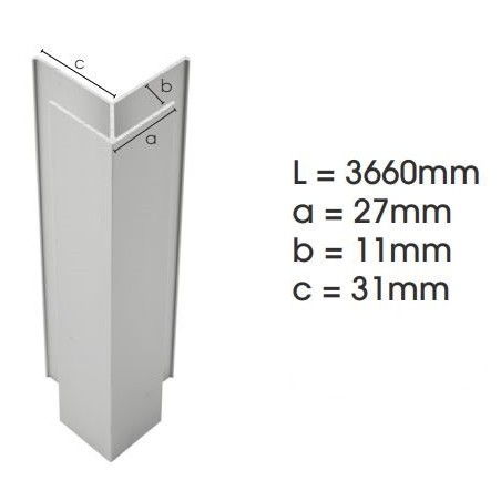 Weathertex Alum. External Lf Corner Small 3660mm