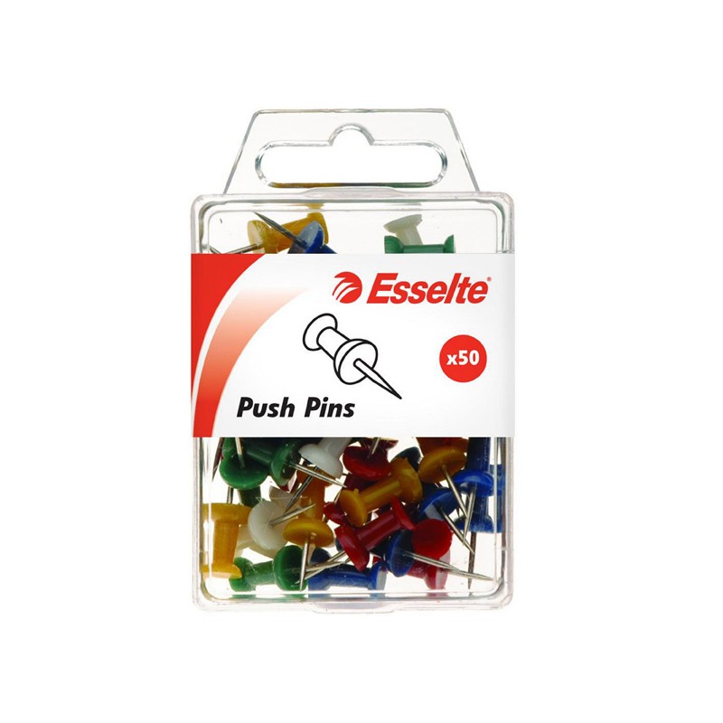 Esselte Push Pins Assorted Pk 50