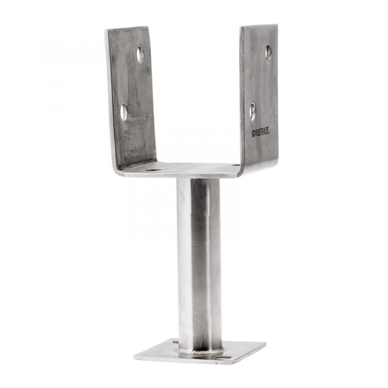 Post Support Full Stirrup 90mm - 130mm High Stainless Steel