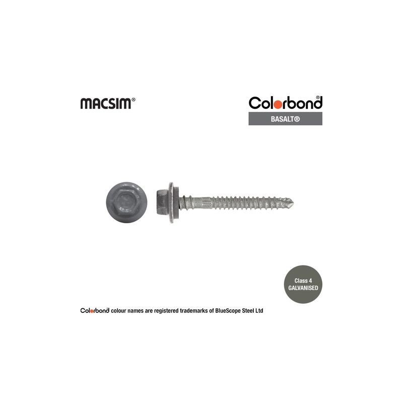 Roofing Screw Zip Basalt - 12g X 50mm 250pk