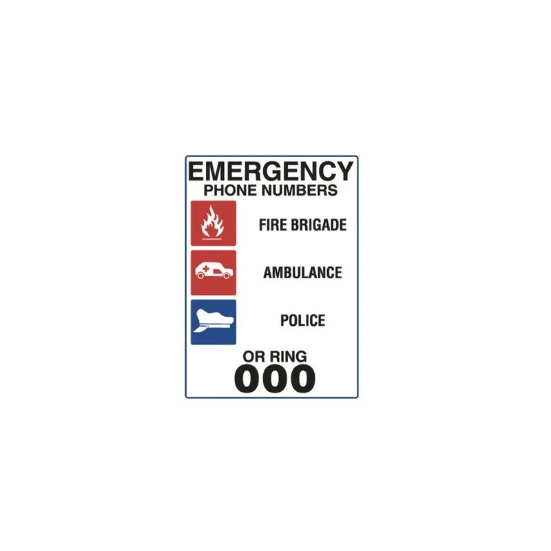 Sign - Emergency Phone Numbers - 450 X 300mm Metal