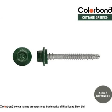Roofing Screw Zip Cottage Green - 12g X 50mm 250pk 