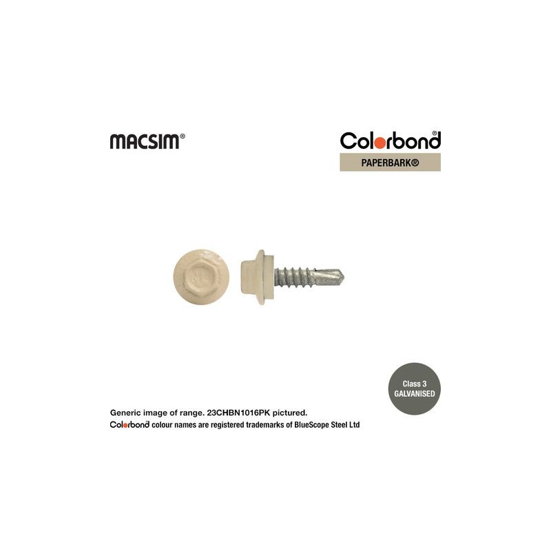 Roofing Screw Self Drilling Paperbark - 10g X 16mm 100pk