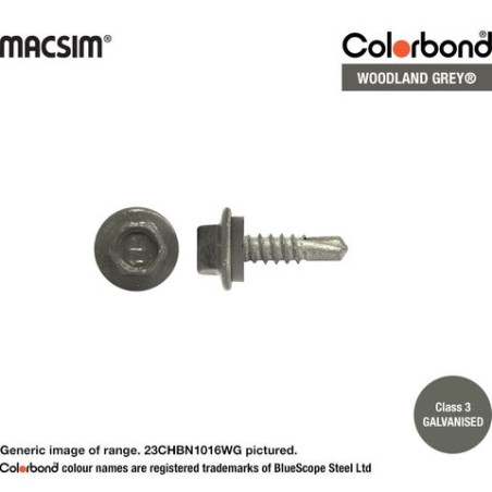 Roofing Screw Self Drilling Woodland Grey - 10g X 16mm 100pk