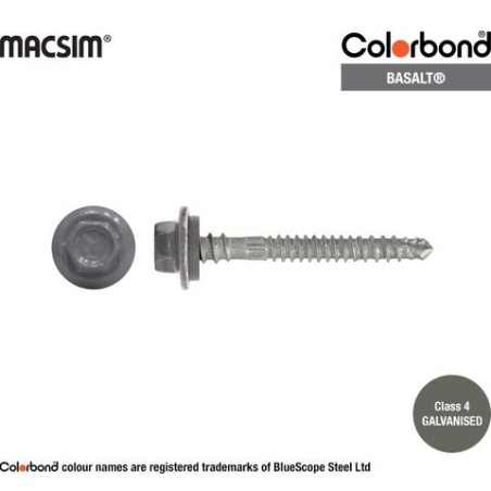 Roofing Screw Zip Basalt - 12g X 50mm 50pk