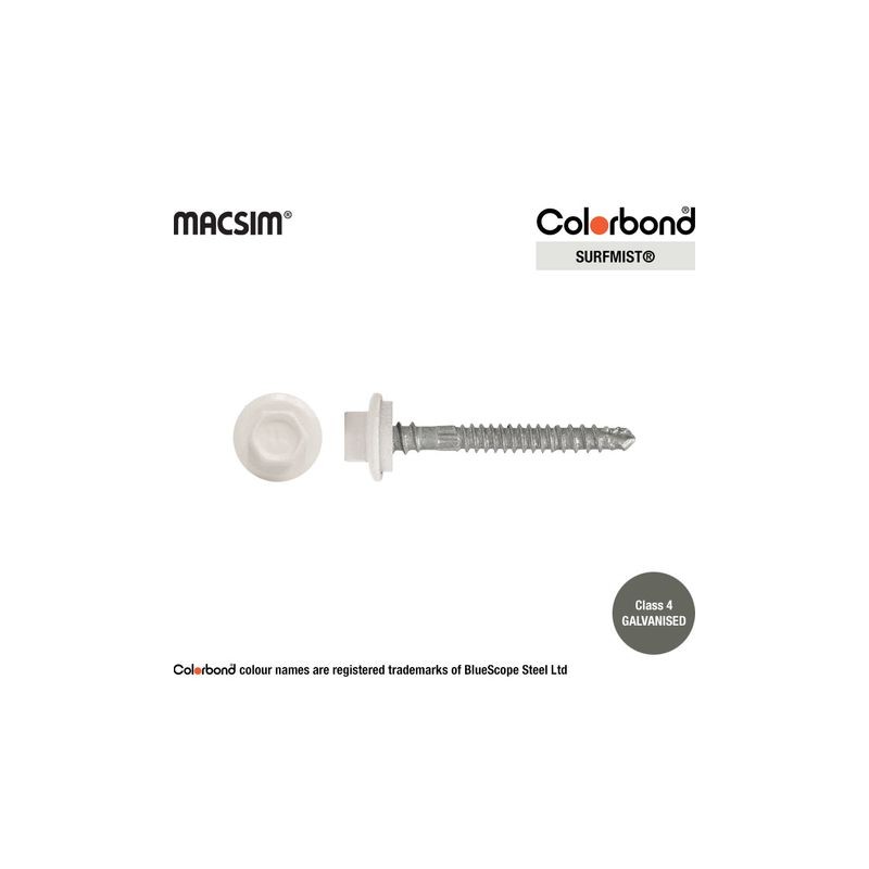 Roofing Screw Zip Surfmist - 12g X 50mm 50pk