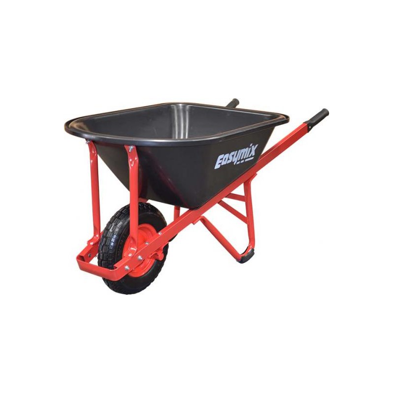 Easymix Wheelbarrow Poly Tray Steel Handle Red