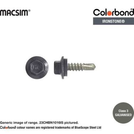 Roofing Screw Self Drilling Ironstone - 10g X 16mm 100pk