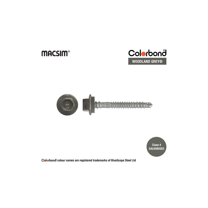 Roofing Screw Zip Woodland Grey - 12g X 50mm 50pk